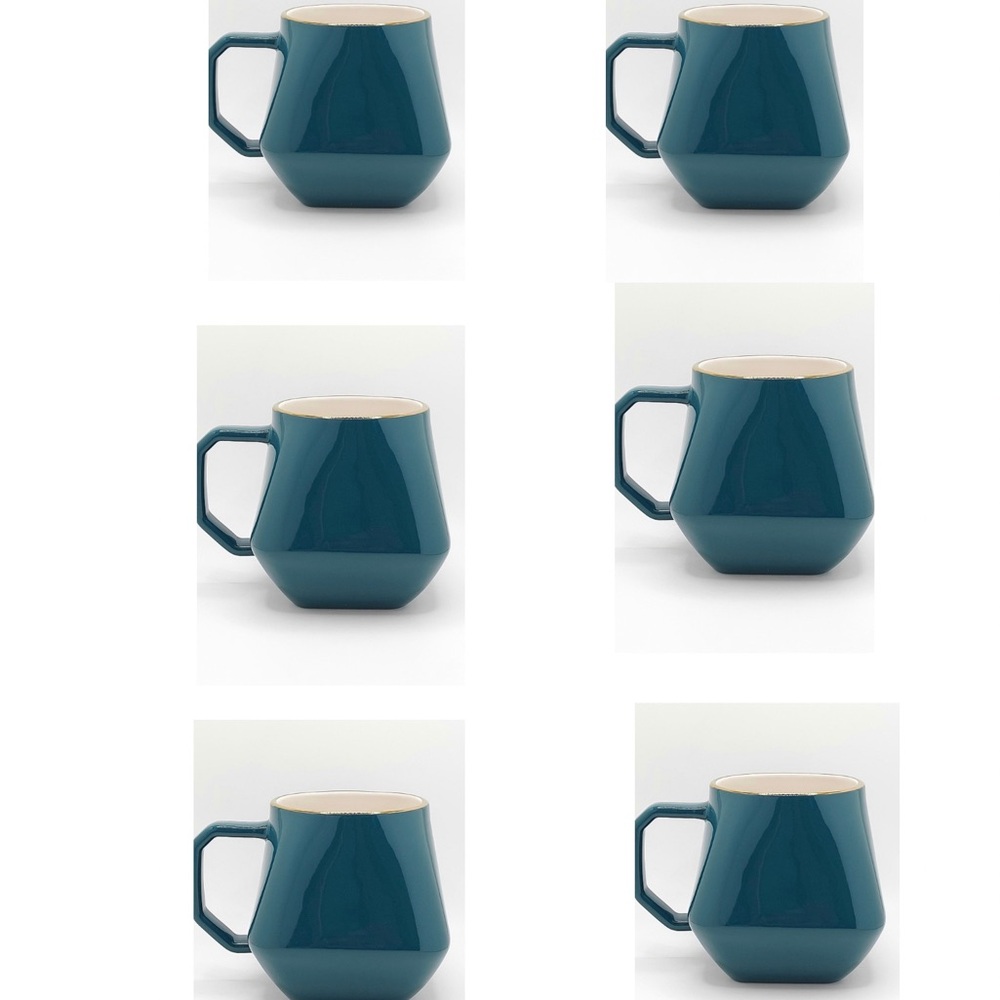6 ct - 15oz Threshold Elegant Teal Ceramic Mugs